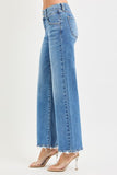 High Rise Wide Jeans with Double Button Waist