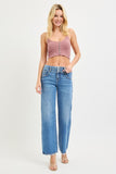 High Rise Wide Jeans with Double Button Waist