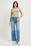 Tummy Control Mid Rise Wide Leg Jeans