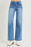 Tummy Control Mid Rise Wide Leg Jeans