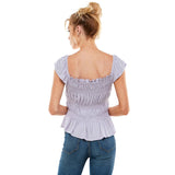 SMOCKED CAP SLEEVE PEPLUM TOP