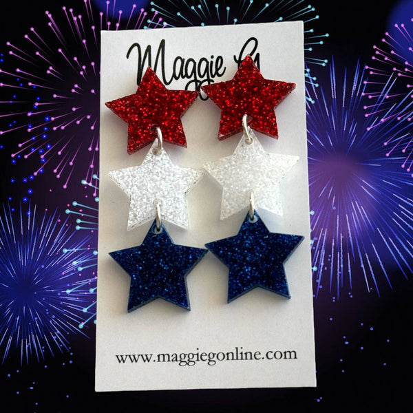4th of July , Patriotic, Acrylic Earring