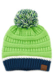 C.C Team Color Ribbed Beanie with Pom Winter Hat