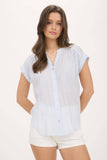 PINSTRIPE SHORT CUFF SLEEVE BUTTON DOWN SHIRT