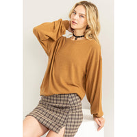 Round Neck Balloon Sleeve Sweatshirt