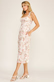 ROMANTIC FLORAL TIE STRAP MIDI DRESS