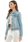 Cotton Blend Stretched  Ladies  Casual Denim Jacket