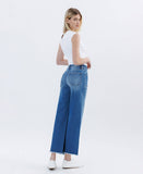 HIGH RISE RAW HEM ANKLE WIDE LEG JEANS LV1683