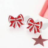Game Day Football Bow Stud Earrings