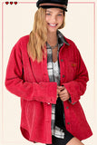 JKT1767-Loose Fit Button Down Corduroy Shacket with Pockets