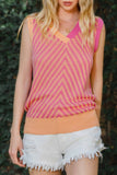 Women Strawberry Contrast Chevron Knit Sweater Vest