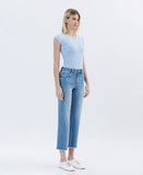 HIGH RISE RAW HEM CROP SLIM WIDE LEG JEANS LV1687
