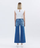 HIGH RISE RAW HEM ANKLE WIDE LEG JEANS LV1683