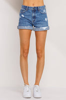 High Rise Distressed Shorts