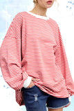 Oversized Striped Long Sleeve Pullover Top