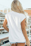 Solid Color High Neck Cap Sleeve Loose Top S-4X