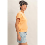 Crew Neck Short Dolman Sleeve Top