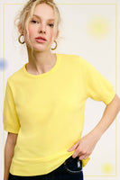 Puffy Sleeve Basic Stretchy Knit Top
