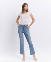 HIGH RISE RAW HEM KICK FLARE JEANS LV1709