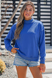Oversize Drop Shoulder Reversible Mock Neck Sweatshirt