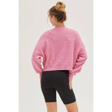 Long Sleeve Square Texture Sweater