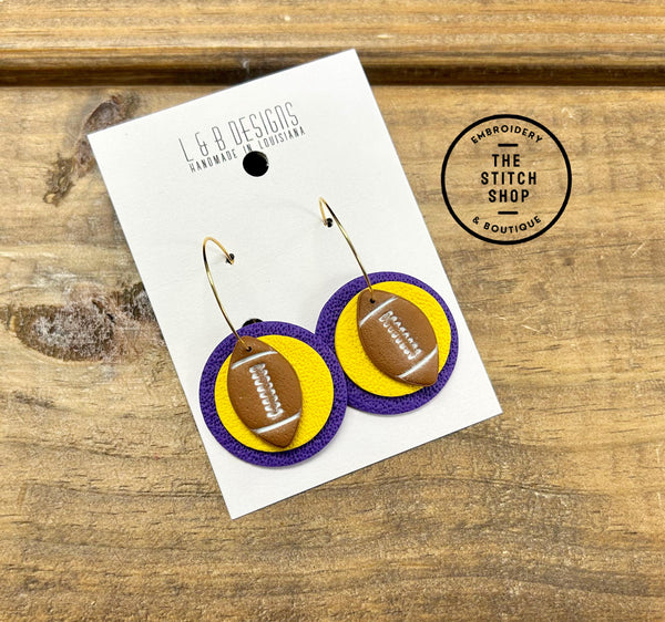 Clay Football Dangle Hoop Earrings