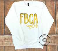 FBCA Eagles Gold Puff Gildan Sweatshirt