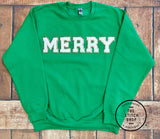 MERRY Chenille Patch Gildan Sweatshirt