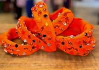 Orange Beaded Knotted Headband