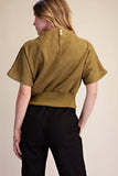 Mock Neck Suede Look Brush Top