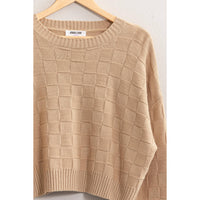 Long Sleeve Square Texture Sweater