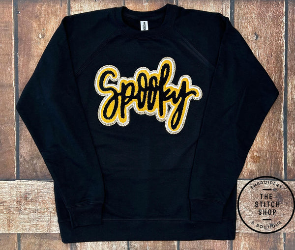 Spooky Chenille Patch Tees and Sweatshirts