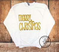 Merry Christmas Gold Puff Gildan Soft Style Sweatshirt