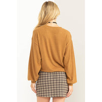 Round Neck Balloon Sleeve Sweatshirt