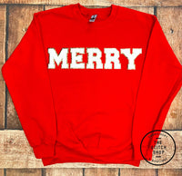 MERRY Chenille Patch Gildan Sweatshirt