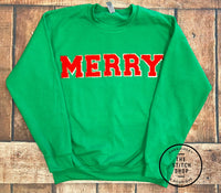 MERRY Chenille Patch Gildan Sweatshirt