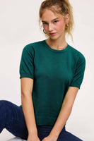 Puffy Sleeve Basic Stretchy Knit Top