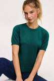 Puffy Sleeve Basic Stretchy Knit Top