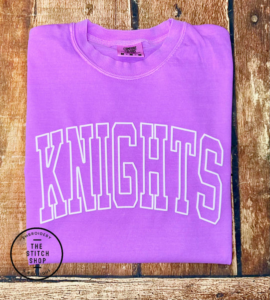 Knights Outline Puff Comfort Colors Tee