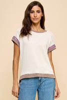 Solid Ribbed Top with Contrast Details