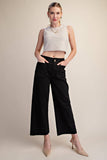 Colette Cropped Scallop Pocket Detail Wide-Leg Pants