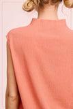 HCT7705-Stretchy Crinkled Fabric Sleeveless Top