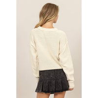 CROPPED OVERSIZED KNIT SWEATER