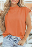 Solid Color High Neck Cap Sleeve Loose Top S-4X