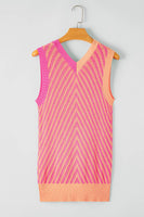 Women Strawberry Contrast Chevron Knit Sweater Vest