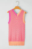 Women Strawberry Contrast Chevron Knit Sweater Vest