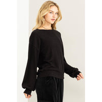 Round Neck Balloon Sleeve Sweatshirt