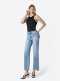 HIGH RISE DISTRESSED HEM SLIM WIDE JEANS LV1998