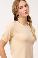 Puffy Sleeve Basic Stretchy Knit Top