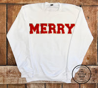 MERRY Chenille Patch Gildan Sweatshirt
